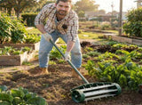 18 Inch Rolling Lawn Aerator with Splash-Proof Fender for Garden Dark green, silver - Outdoor Lawn 65140851
