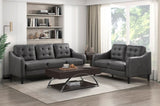 Gray Polished Microfiber Upholstered 1pc Sofa Button Tufted Contoured Arms Solid Wood Frame Couch B011P206272