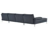 280*130*85 U-Shaped 4-Seat Linen Seat Frame Wooden Frame Back Iron Frame Silver Feet Indoor Modular 62447468