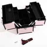 ZNTS SM-2083 Aluminum Alloy Makeup Train Case Jewelry Box Organizer Pink 83925841