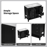 ZNTS 36" Bathroom Vanity without Sink, Cabinet Base Only, One Cabinet and three Drawers, Black WF306244AAB