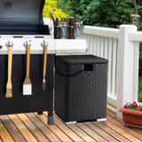 40*40*57cm Iron Frame Gas Bottle Storage Rattan Side Table Black Gradient 71591038