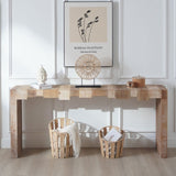 Rustic Modern Manufactured Wood Console Table with Step-Block Design W2729P239169