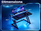 31.5" Z-Shaped Faux Carbon Fiber Veneer Gaming Desk P2 Particleboard Iron Pipe Computer Desk with 72974532