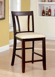 ZNTS Contemporary Set of 2 Counter Height Chairs Dark Cherry And Ivory Solid wood Chair Padded B01182193