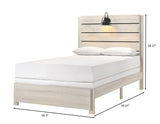 1pc Rustic Style Butcher Block Finish Weathered Cream White Finish Full Size Bed w/ Lamp Wooden B011P231380