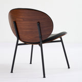 Mid-Century Modern Shell Chair Single Side Chair Tripod Black Leather Lounge Chair in Walnut Finish W1143P214250