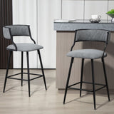 26'' Counter height bar stools PU cover kitchen island counter bar stool with black powder coating 15887980