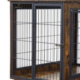 ZNTS Furniture Dog Cage Crate with Double Doors, Rustic Brown, 38.58'' W x 25.2'' D x 27.17'' H 43985378