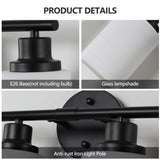 Modern 4-Light Vanity Bathroom Mirror Light, Frosted White Glass with Black Iron Frame, Contemporary W1340P206693