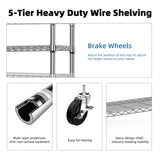 Steel Storage Shelving 5-Tier Utility Shelving Unit Steel Organizer Wire Rack for T3651P341040