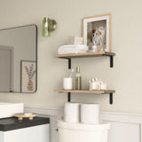 Rustic Wood Shelves Set of 2, Farmhouse Style Floating Shelf for Wall Dcor, Hanging Shelves for W2181P194278