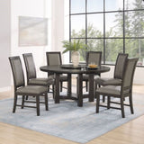 1pc Transitional Round Table with Lazy Susan Dark Brown Finish Single Pedestal Wooden Dining Room B011P207874