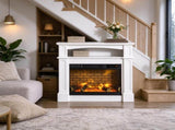 32" Electric Fireplace with Mantel & Shelf, 1400W Freestanding Heater with LED Log Flame & Remote 49165715