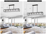 6-Light Farmhouse, Modern Industrial Linear Rectangular Crystal Pendant Light Cage W1592P232593