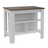 ZNTS Rockaway 3-Shelf Kitchen Island White and Walnut B06280055