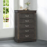 ZNTS Dark Grey 5-Drawer Chest with Metal Handles B062P209040