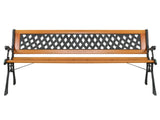 49" Garden Bench Patio Porch Chair Deck Hardwood Cast Iron Love Seat Weave Style Back 41635196