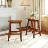 TOPMAX Farmhouse Rustic 2-piece Counter Height Wood Kitchen Dining Stools for Small Places, Walnut WF285473AAD