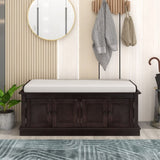 Storage Bench with 4 Doors and Adjustable Shelves, Shoe Bench with Removable Cushion for Living 59969562