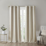 Tonal Printed Faux Silk Total Blackout Curtain Panel Pair B03599836