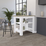 Kitchen Island Pompeya, Three Shelves, White Finish B092123304