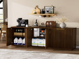 67-inch modern wavy sideboard, curved contour design storage cabinet, 6-door cabinet with storage W1162P485247