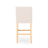 Vienna Contemporary Fabric Tufted Wingback 31 Inch Counter Stools, Set of 2, Beige and Natural 64854.00BGE