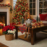 2PCS Set Christmas Gnome Decorations 10.2"x8.7"x24.5" Fabric Sitting Brown Gnomes with Maple Leaves 34798726