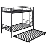 ZNTS Twin-Over-Twin Metal Bunk Bed With Trundle,Can be Divided into two beds,No Box Spring needed ,Black 57622186