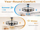 28-Inch Ceiling Fan with Light, DC Reversible Motor, 3 ABS Blades, Remote Control Included,for W934P608445