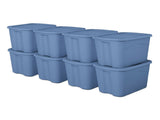 Large Storage Bin, 18 Gallon Durable Plastic Storage Tote with Snap-on Lid, Light Blue, 8 Pack 67091831