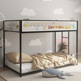 ZNTS Adam Twin Twin Bunk Bed Metal Black with White Mesh Guard Rail for Kids and Adult, Low Profile and B083P170084