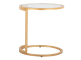 Round Zenn End Table in Gold Metal with Clear Glass Table Top B202P223394