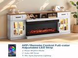 Brown Top Washed White Cabinet Fireplace TV Stand for 36 Inch Insert, 2 Doors 2 Drawers 1 Shelf 57996039