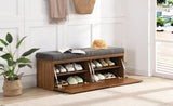 ZNTS 49" Storage Bench Storage Cabinet Storage Ottoman with Adjustable Shelves, Padded Seat Cushion and N719P189586E