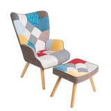 Accent Chair with Ottoman, Living Room Chair and Ottoman Set, Comfy Side Armchair for Bedroom, W561P147100