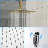 Dual Shower Head - 12 Inch Ceiling Mount Square Shower System with Rough-in Valve, Gold W1243132401