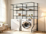 6-Tier Over Washer and Dryer Storage Shelves, Adjustable Laundry Room Organizer with Hanger Rod & 44446386