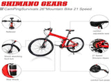 CamPingSurvivals 26in Land Rover Shimano TX30 High Carbon Steel 100kg 21 Speed Red Black Mountain 96171429