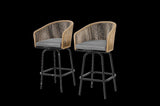 Outdoor Bar Stools Set of 2, 2-Piece Patio Bar Stools Armrests, All Weather Rattan Bar Chairs W640P256794