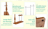 70" Industrial Coat Rack, Solid Wood & Silver Stainless Steel Clothing Rack, Double Layer Hanger for W2920P276826
