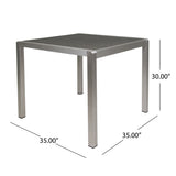 Outdoor Dining Table - Anodized Aluminum - Wicker Table Top - Square - Silver and Gray - 35" 64420.00