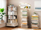 5 Tier Rotating Bookshelf, 360&deg Display Round Spinning Bookshelf with Wheels and Drawer, 05327694