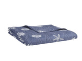 4 Piece Cotton Reversible Embroidered Quilt Set with Throw Pillow Navy Full/Queen B03595792