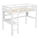 ZNTS Twin Size Loft Bed with desk and shelves, Safety Guardrail and ladder,White W504P181854