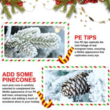 Artificial 2ft decorated flocking basin tree with 189 PE/PVC Mixed Branch Tips, Pine cone *3, 30L 32362620