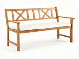 2 Person Acacia Wood Outdoor Loveseat Bench with Removable White Sponge Cushion, Heavy Duty Patio 71092308