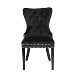 Erica 2 Piece Wood Legs Dinning Chair Finish with Velvet Fabric in Black 808857928108