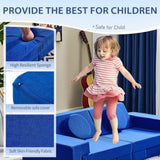 14-Piece Modular Kids Sofa All-Sponge Construction Blue Corduroy Free Combination Design 62886901